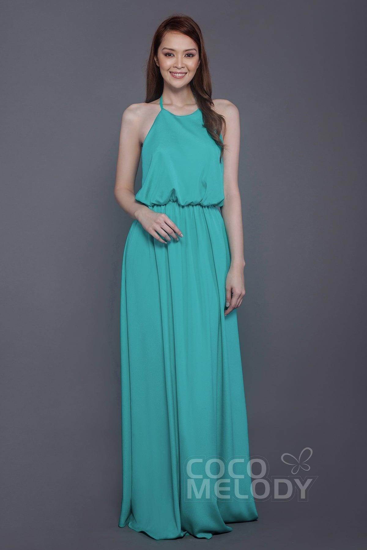 Sheath-Column Floor Length Chiffon Bridesmaid Dress PR3547 - COCOMELODY